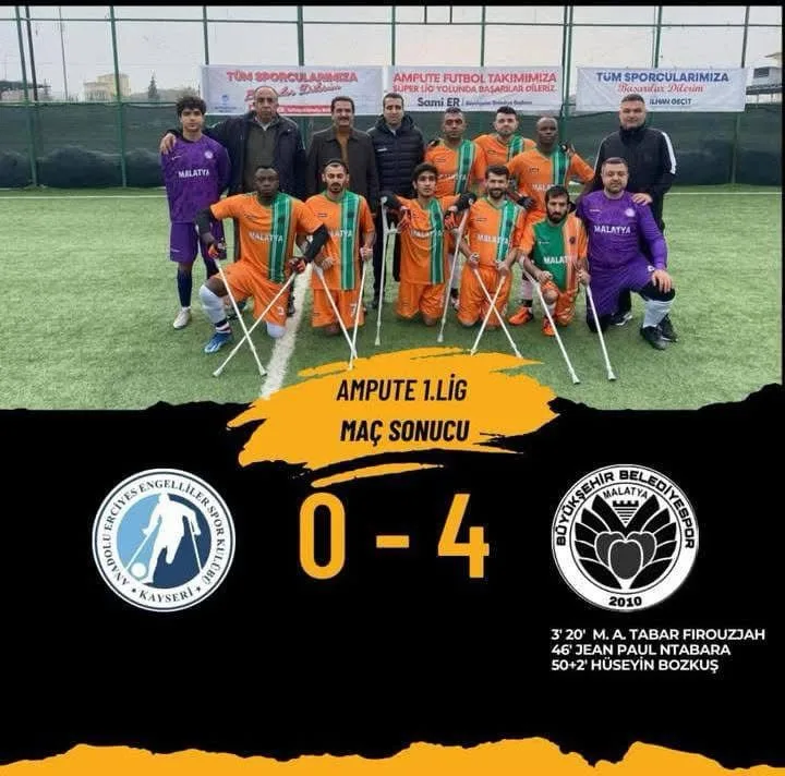 Malatya Büyükşehir Belediye Ampute Futbol Takımı Süper Ligde.            