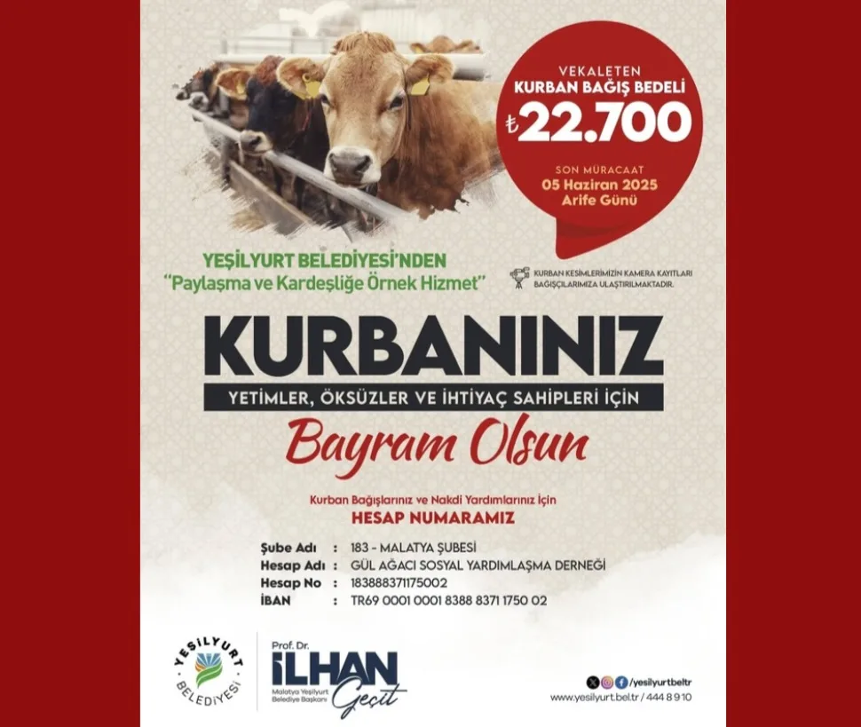 Yeşilyurt Belediyesi ‘KURBAN BAĞIŞ’ HİZMETİNİ BAŞLATTI 