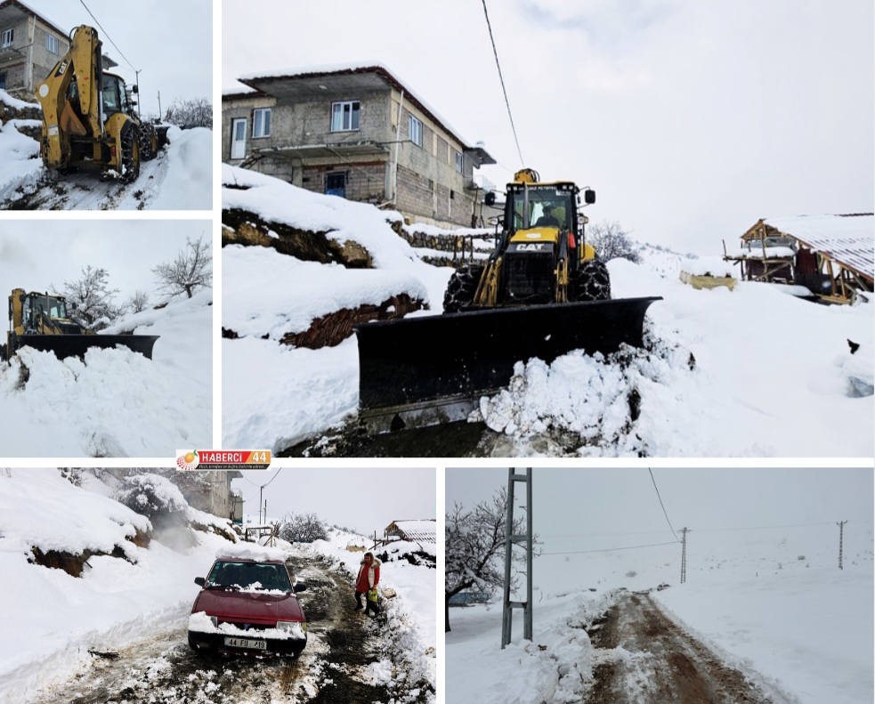 Battalgazi Belediyesi Karla Kapanan Yolu Açtı, Hamile Kadın Hastaneye Ulaştı