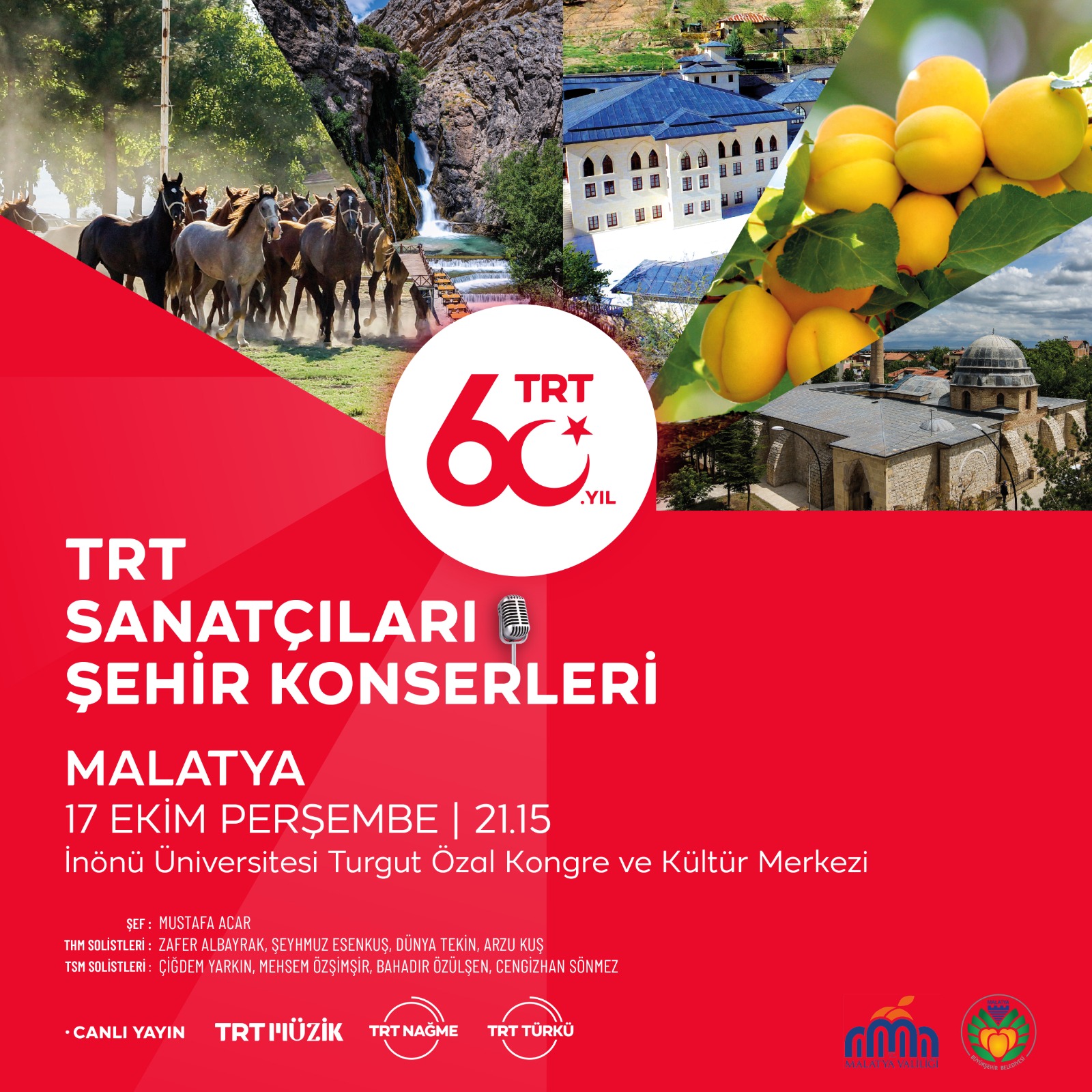 “TRT SANATÇILARI ŞEHİR KONSERLERİ” MALATYA’YA GELİYOR