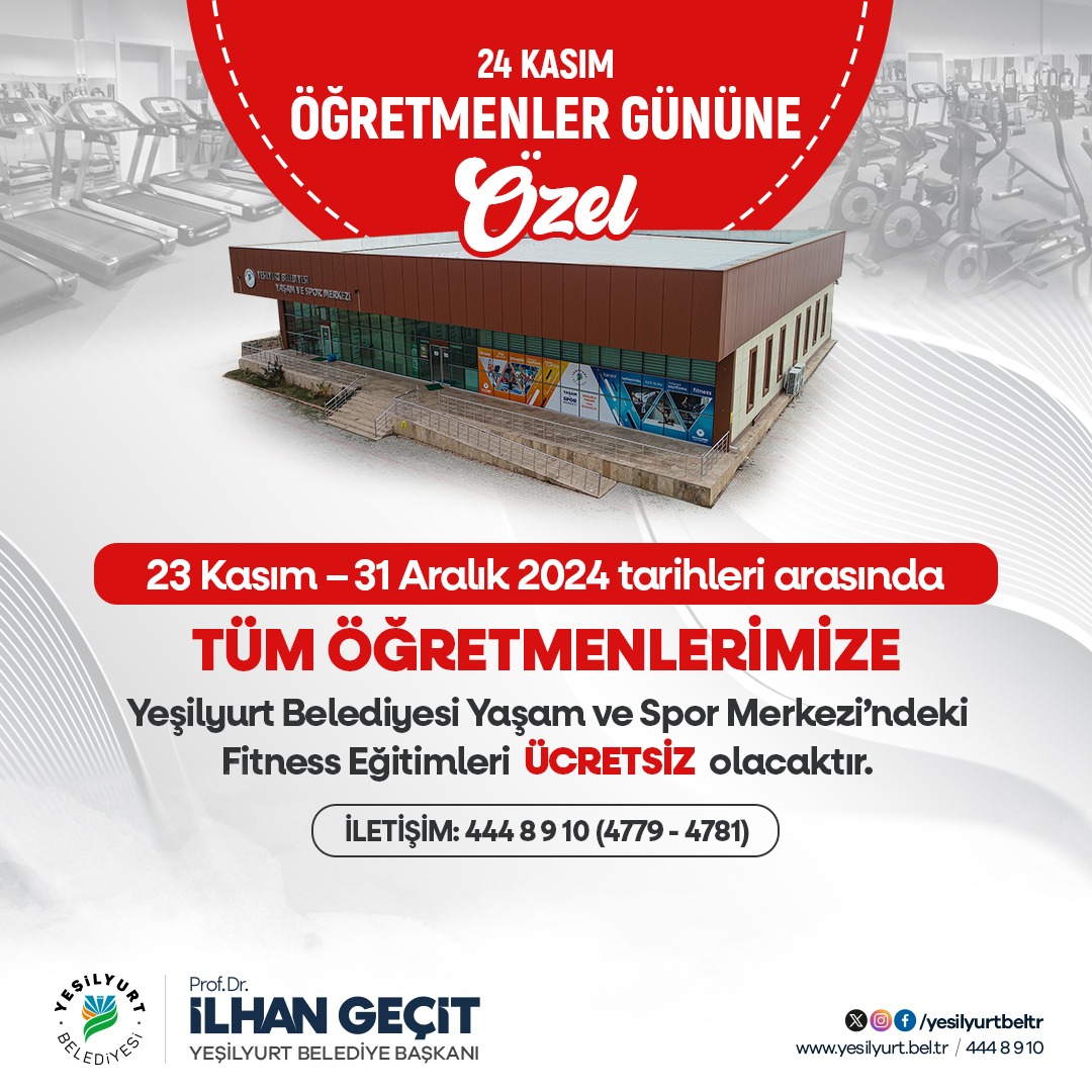 YEŞİLYURT BELEDİYESİ’NDEN TÜM ÖĞRETMENLERE ÜCRETSİZ FİTNESS EĞİTİMİ