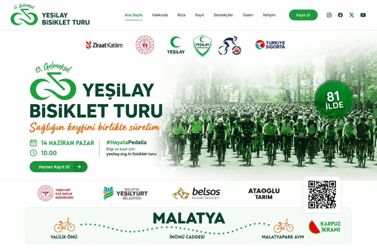 13. GELENEKSEL YEŞİLAY BİSİKLET TURU 14 HAZİRAN’DA!